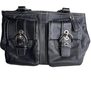 Vintage Coach Leather Satchel/Handbag With Double Front Pockets. Stains In Photo